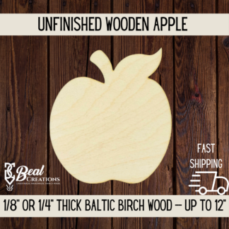 Wooden Apple Cutout Blank for DIY Craft Projects Small Business 1