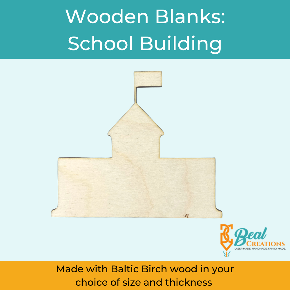 Wooden Blank Wooden Cutout School Building 1