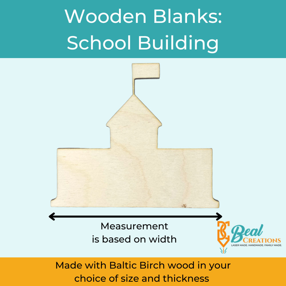 Wooden Blank Wooden Cutout School Building 2