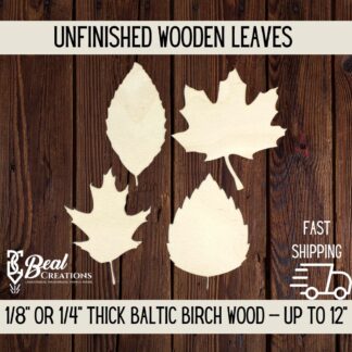 Wooden Leaf Cutout Blanks, Wooden Leaves for DIY Crafts, Fall Leaves, Set of Leaves, Beech Maple Oak Birch Leaf, Wood 1