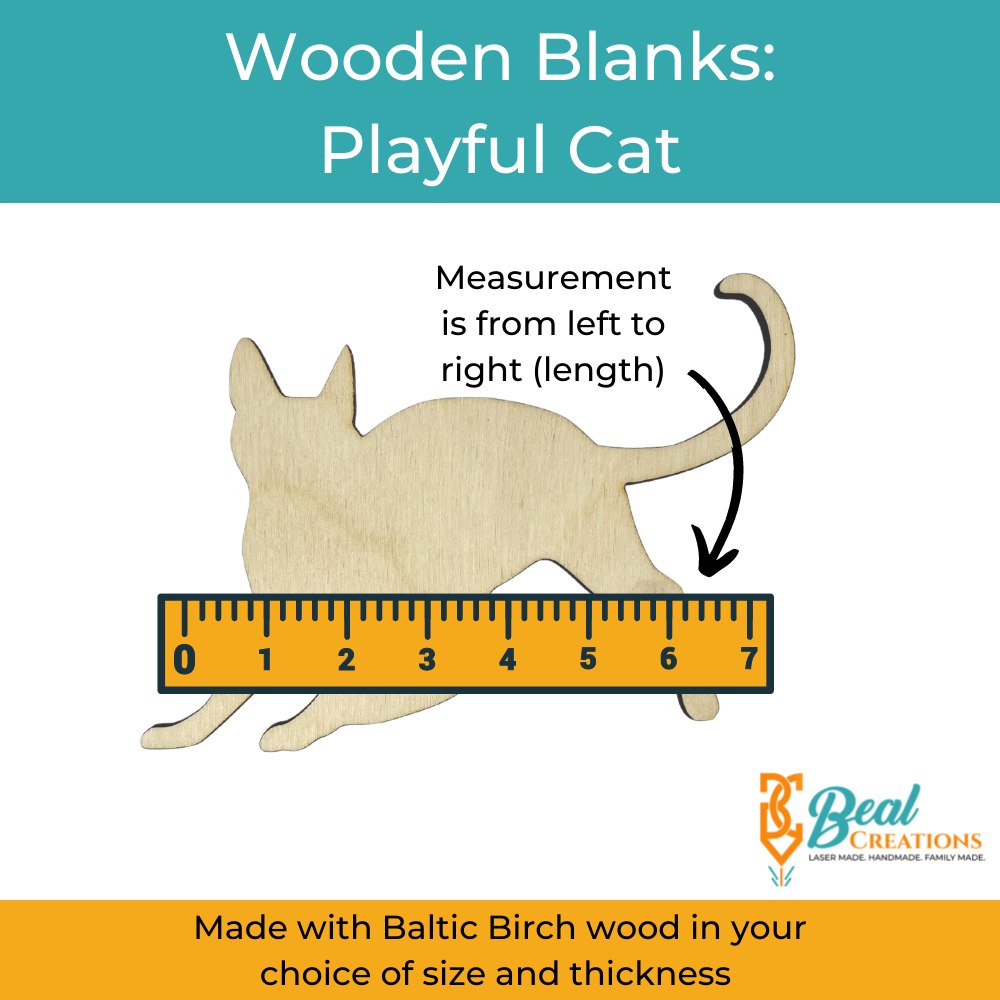 Wooden Blank Playful Cat Size