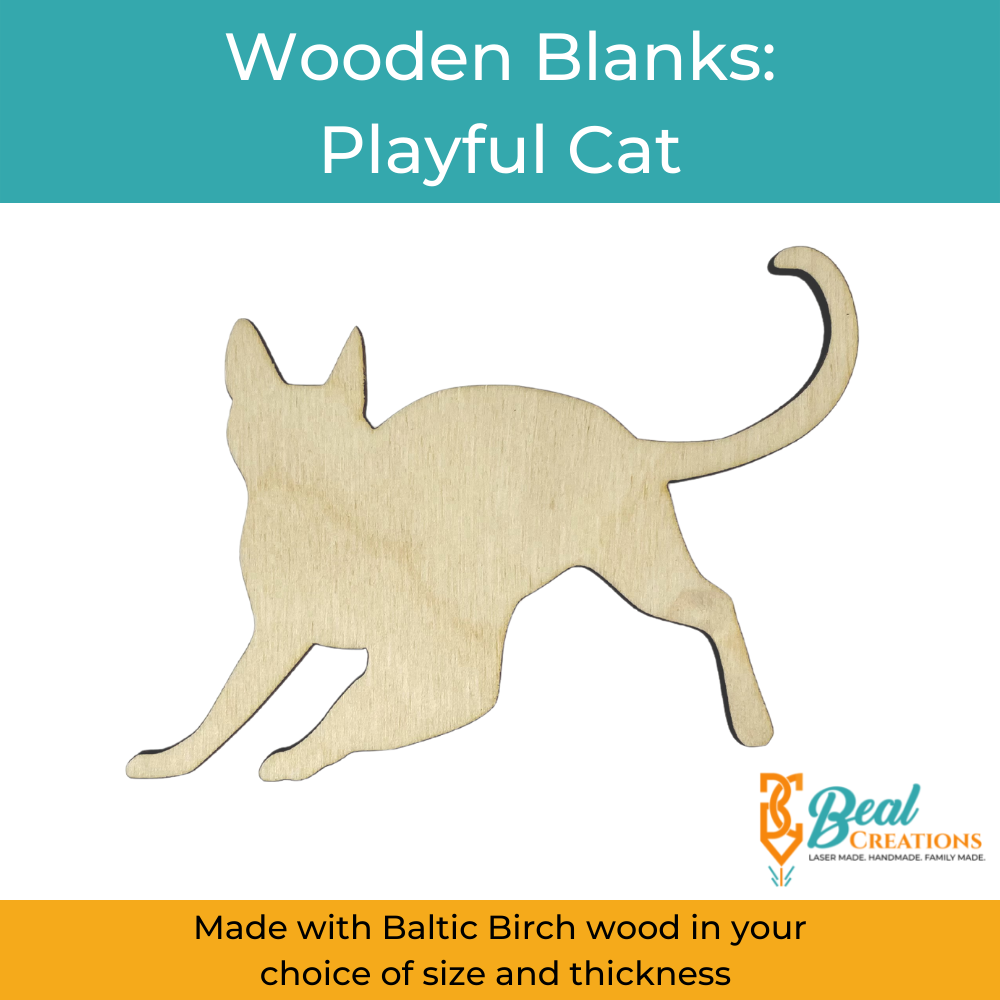 Wooden Blank Playful Cat