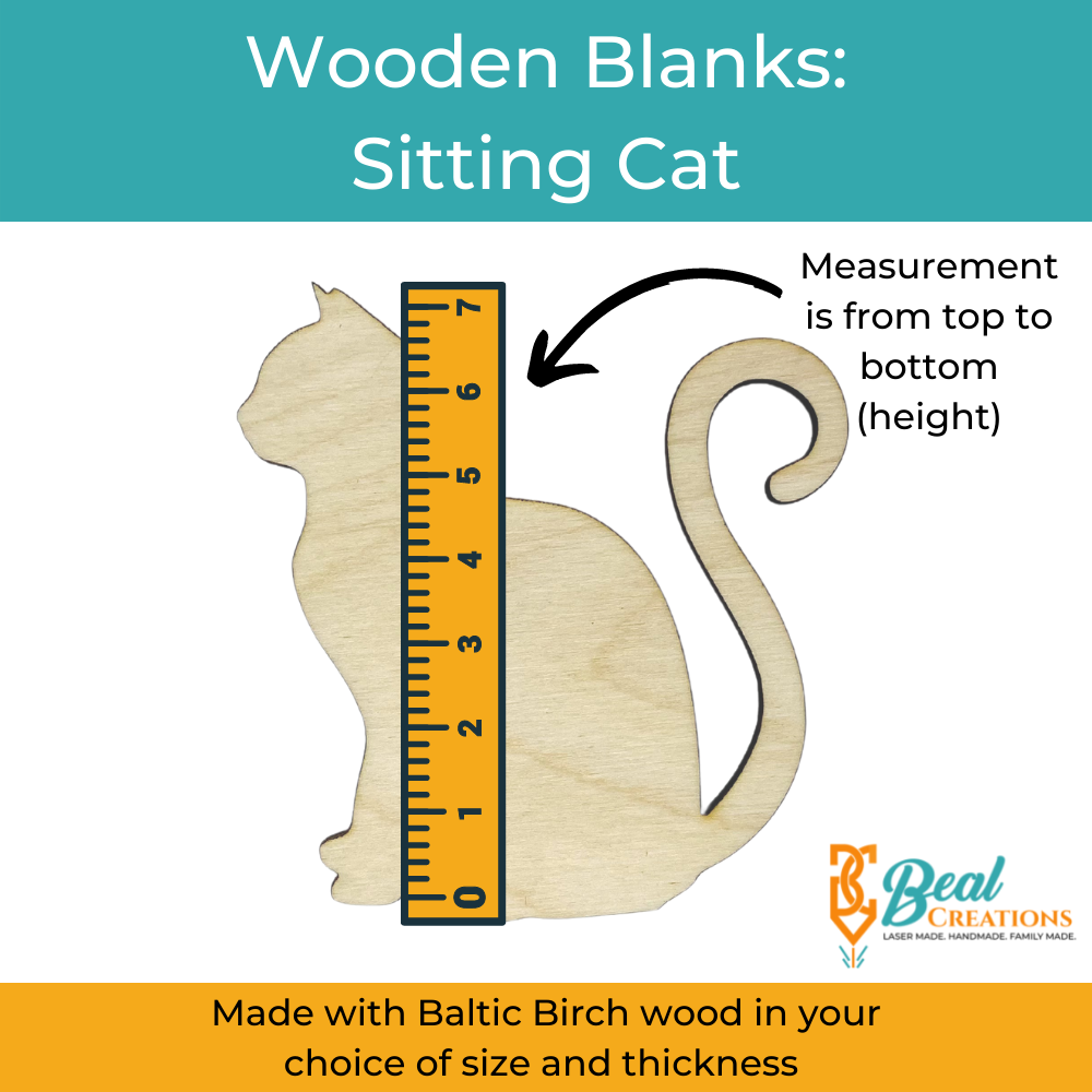 Wooden Blank Sitting Cat Size