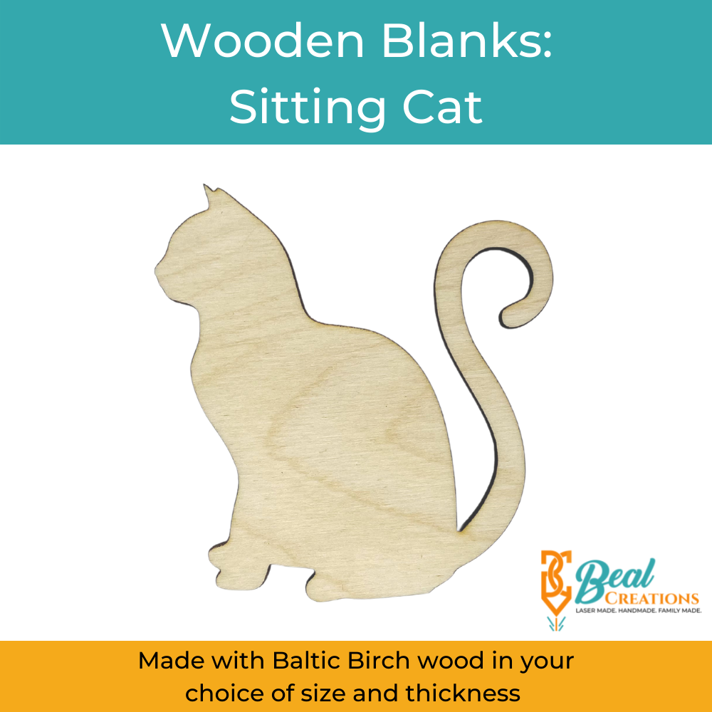 Wooden Blank Sitting Cat