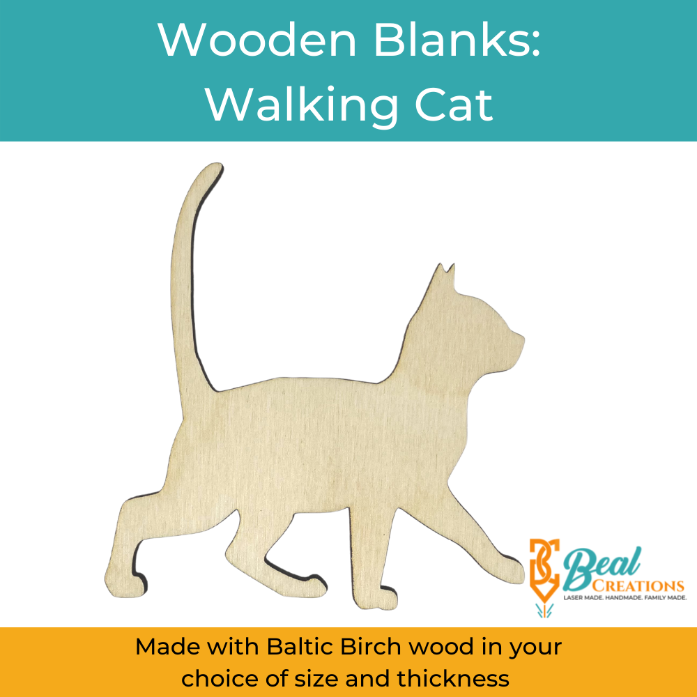 Wooden Blank Walking Cat
