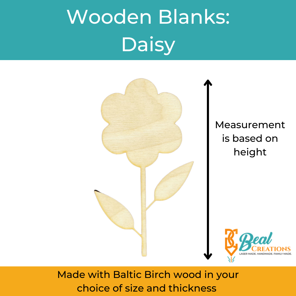Wooden Blanks Daisy Flower Size