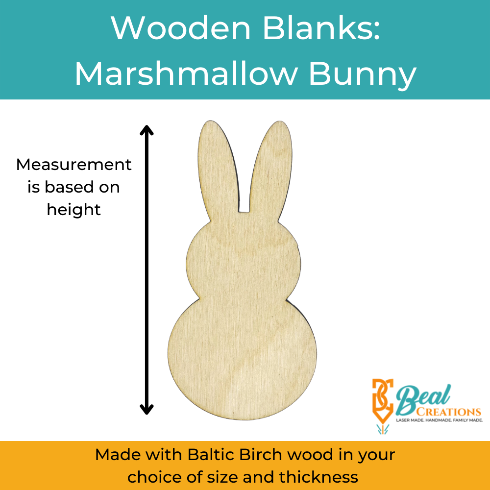 Wooden Blanks Marshmallow Bunny Size
