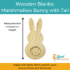Wooden Blanks Marshmallow Bunny with Tail Size