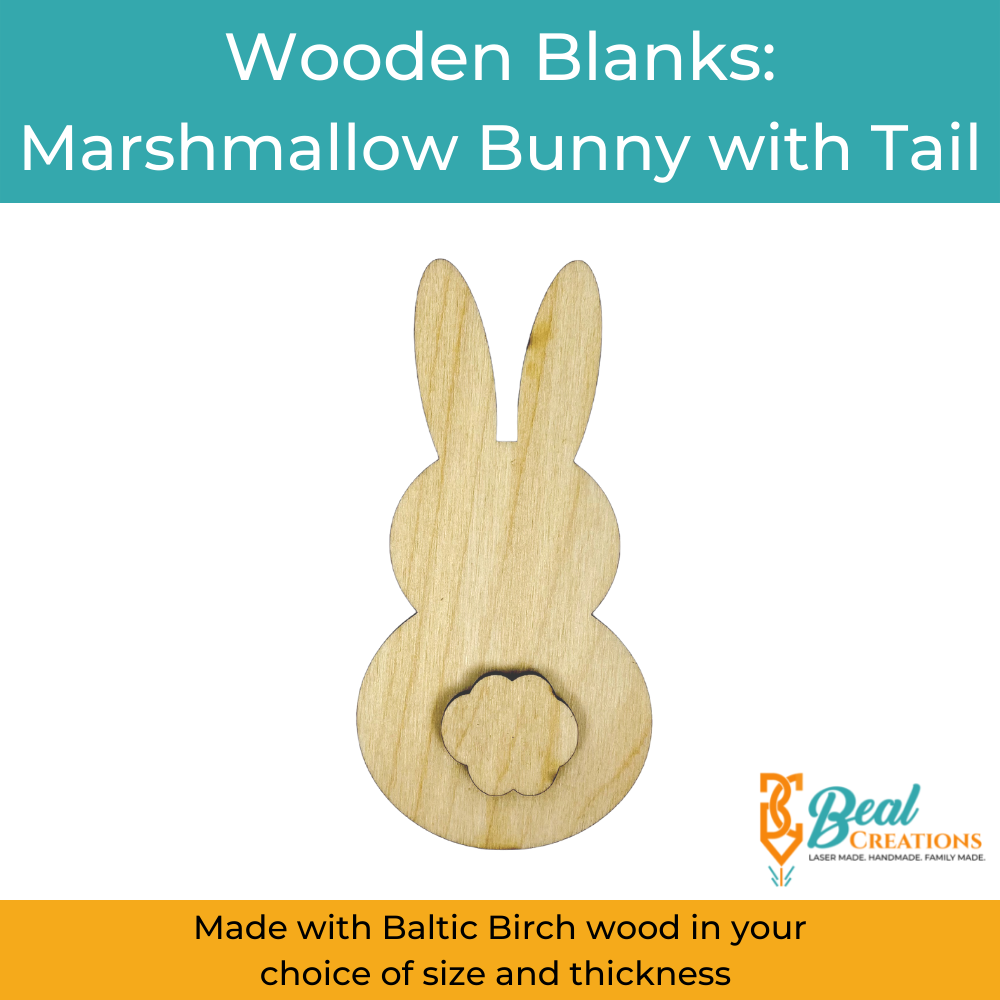 Wooden Blanks Marshmallow Bunny with Tail