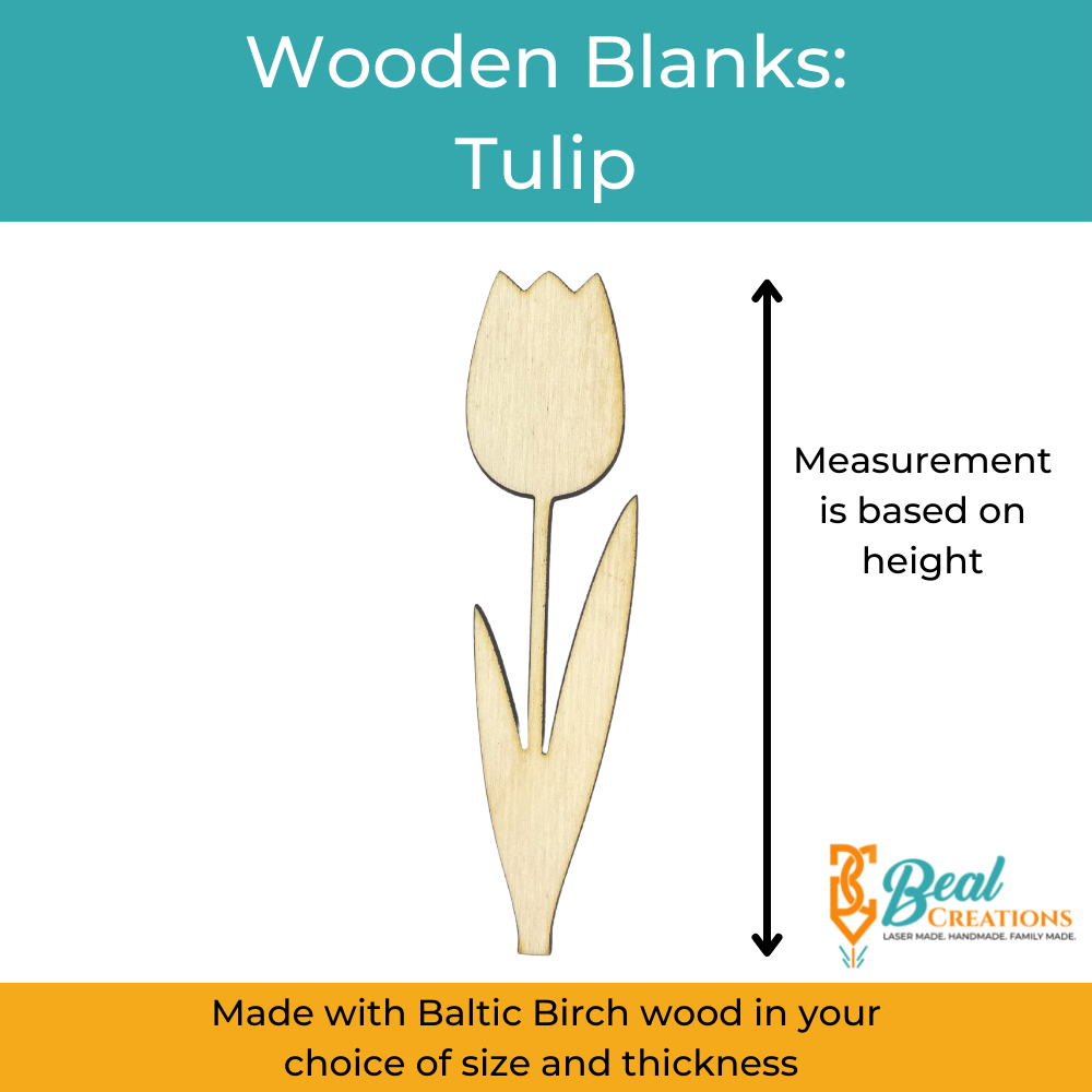 Wooden Blanks Tulip Flower Size