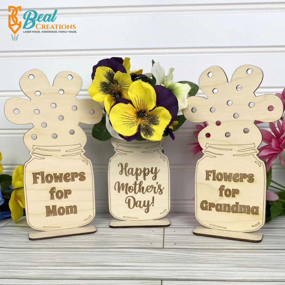 Mothers Day Gift Wooden Flower Holder Personalized Gift Mom Mommy Grandma Nana Gigi Mimi Meemaw Gammy 1