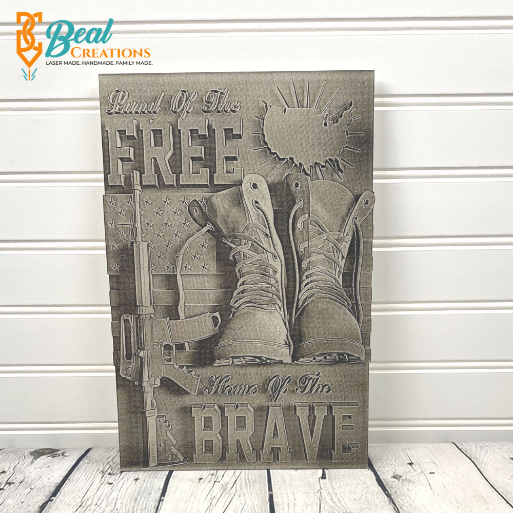 Painted Acrylic Home of the Free Brave America 1