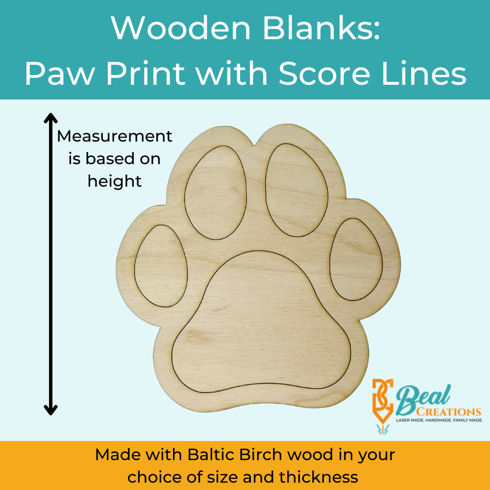 Wood Blank Dog Paw Cat Paw Print Size