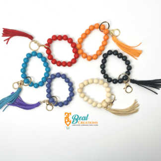 Wood Bead Wristlet Keychains