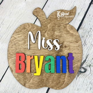Custom Wooden Apple Teacher Sign 1