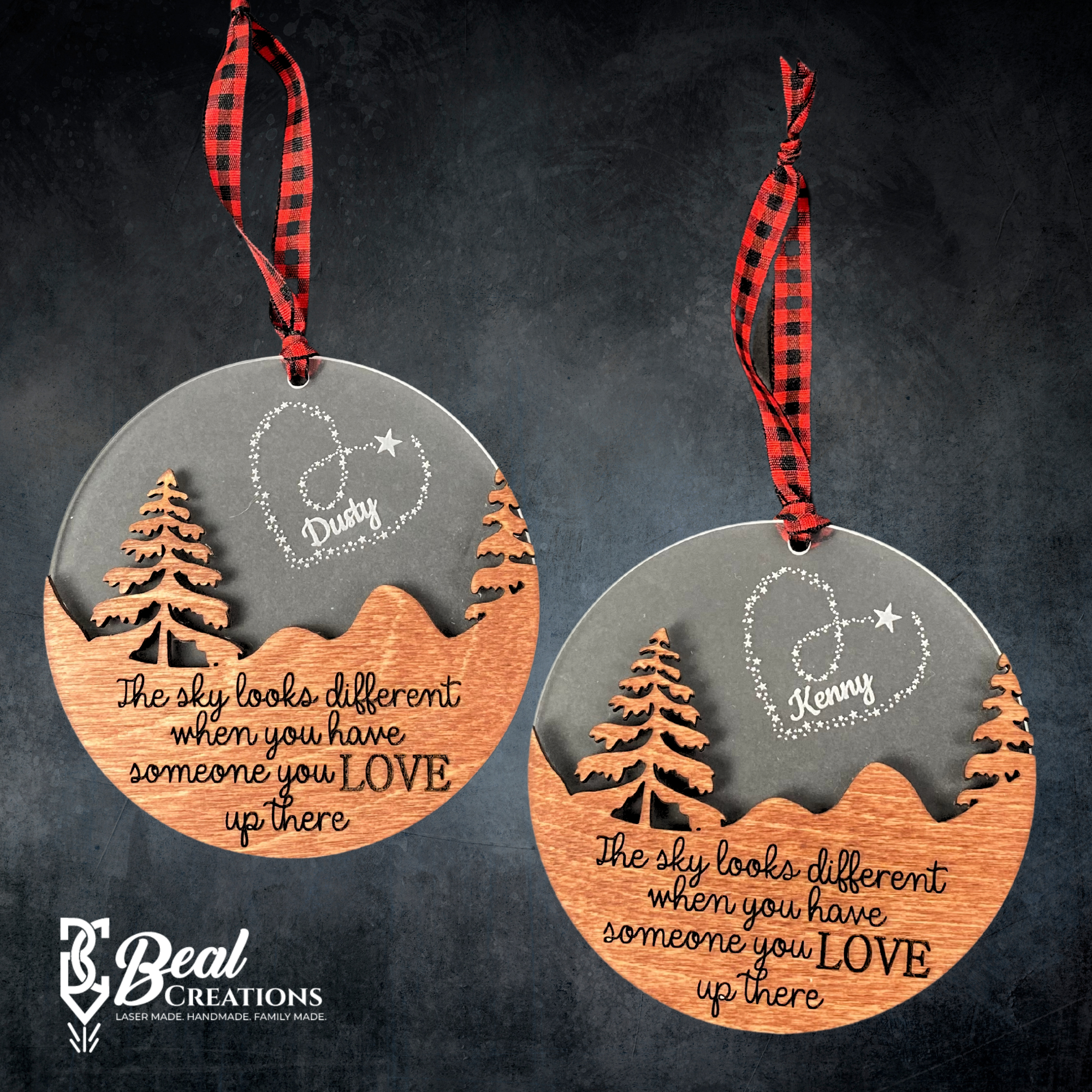 Memorial Christmas Ornament Sky Looks Different Rememberance Gift Wood and Acrylic (2)