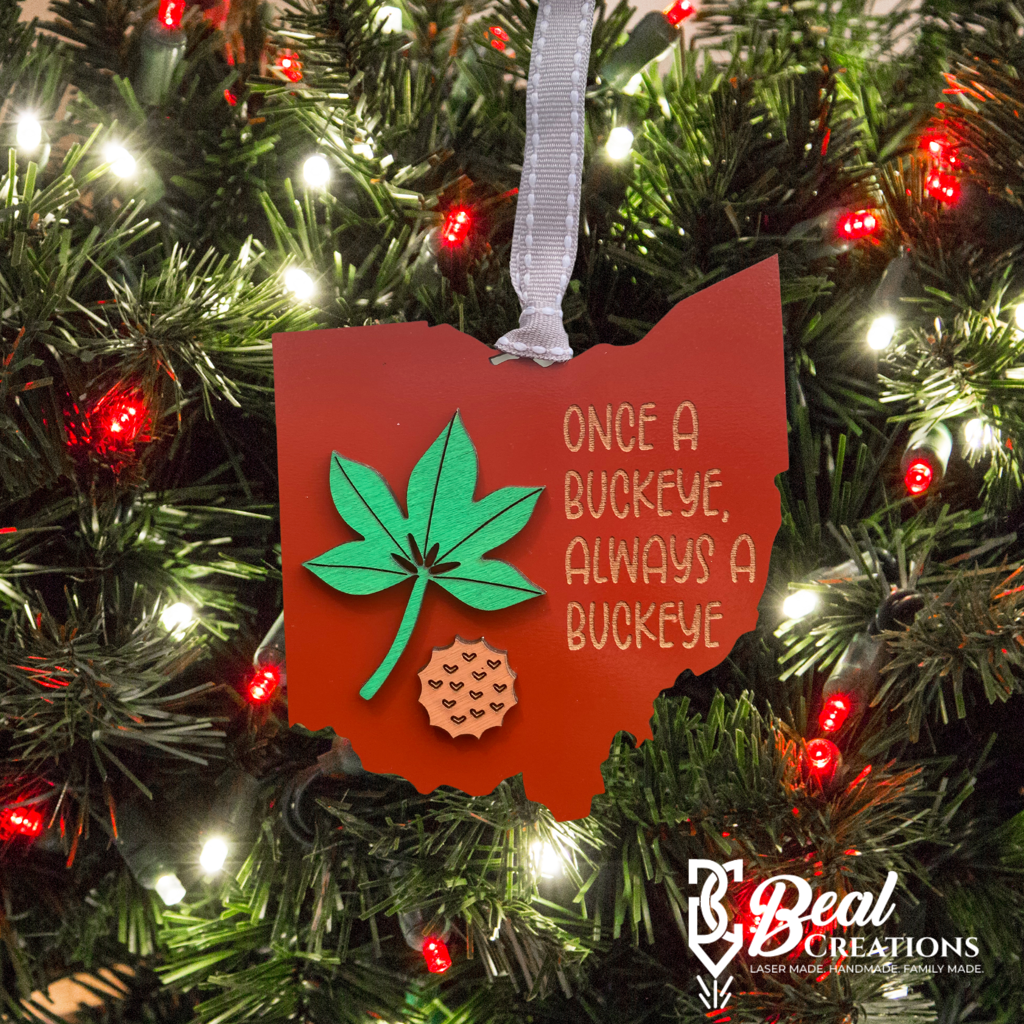 Ohio Christmas Ornaments Once a Buckeye In this House We Yell OH IO 4