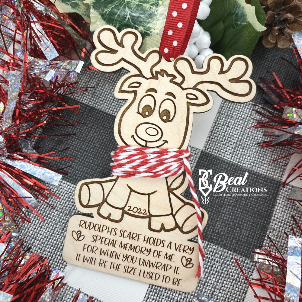 Reindeer Height Measurement Ornament Rudolph Ornament Scarf Growth Ornament 1