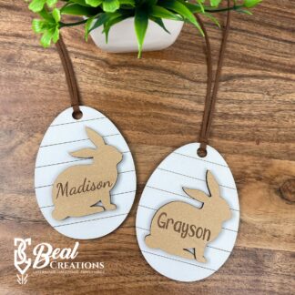 Easter Basket Name Tags Kids Bunny Egg Personalized Custom Made Wooden 1