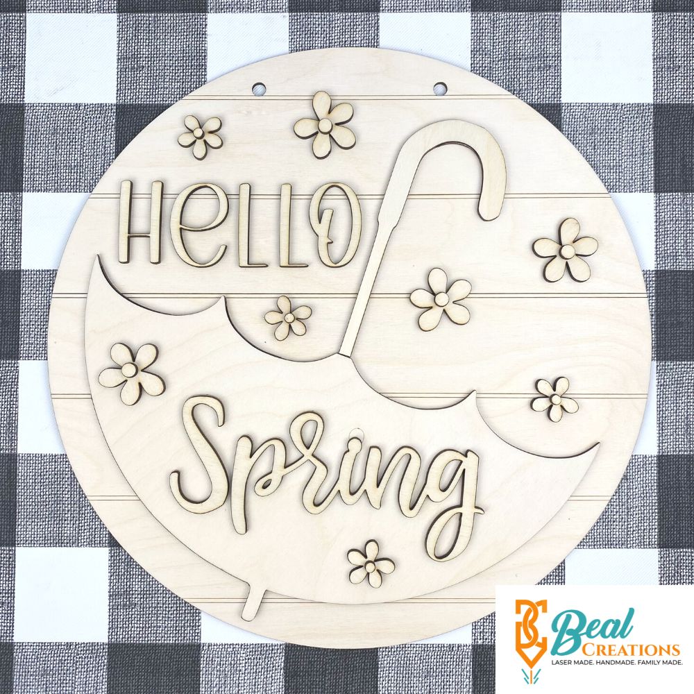 Hello Spring Umbrella DIY Paint Kit Paint Party Blank 1