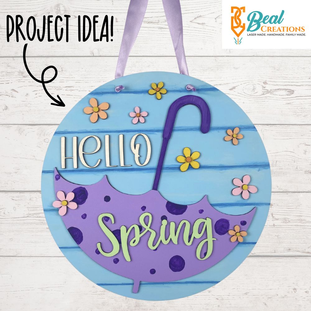 Hello Spring Umbrella DIY Paint Kit Paint Party Blank 4