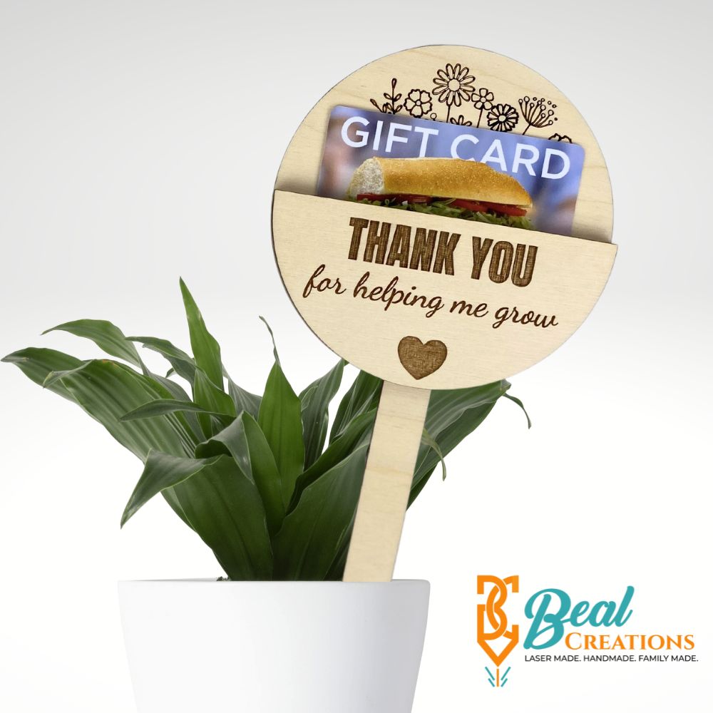 Plant Stake Gift Card Holder Helping Me Grow Teacher Appreciation Mother's Day Gift Idea 2