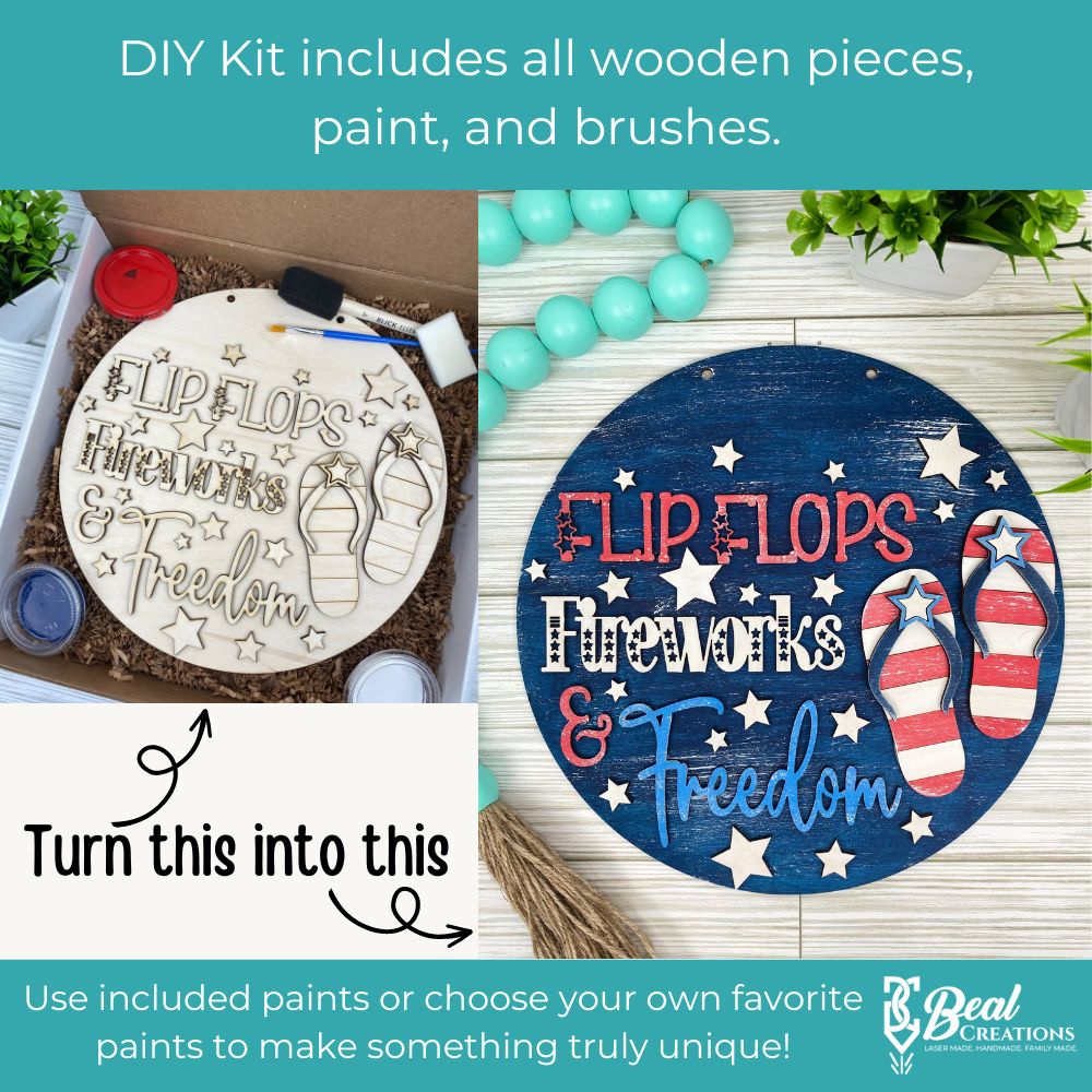 Flip Flops Fireworks and Freedom 4th of July DIY Paint Kit 5