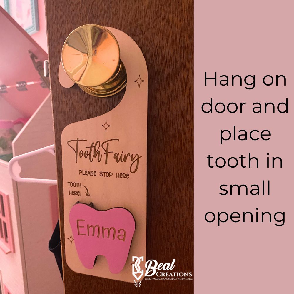 Tooth Fairy Door Hanger Holder Personalized with Kids Name 4