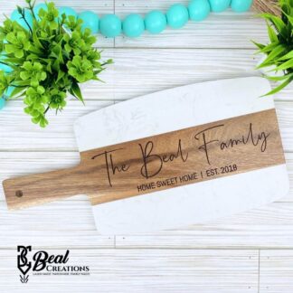 Marble and Wood Serving Charcuterie Boards Housewarming Wedding Anniversary Personalized Gift 1