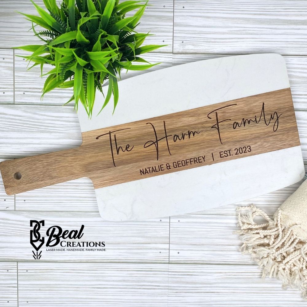 Marble and Wood Serving Charcuterie Boards Housewarming Wedding Anniversary Personalized Gift 3