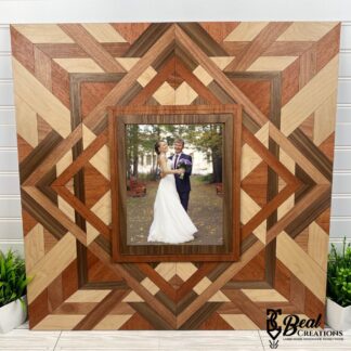Wood Quilt Photo Frame 8x10 Picture Unique Wedding Housewarming Gift Family Photos Maple Cherry Mahogany Walnut Woods 2