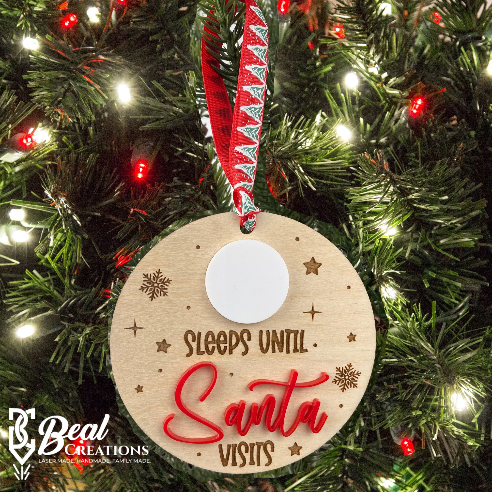 Christmas Countdown Ornament Sleeps Until Santa Visits Kids Dry Erase Reusable Fun Ornament 1