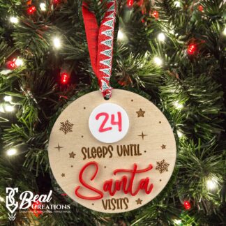 Christmas Countdown Ornament Sleeps Until Santa Visits Kids Dry Erase Reusable Fun Ornament 2