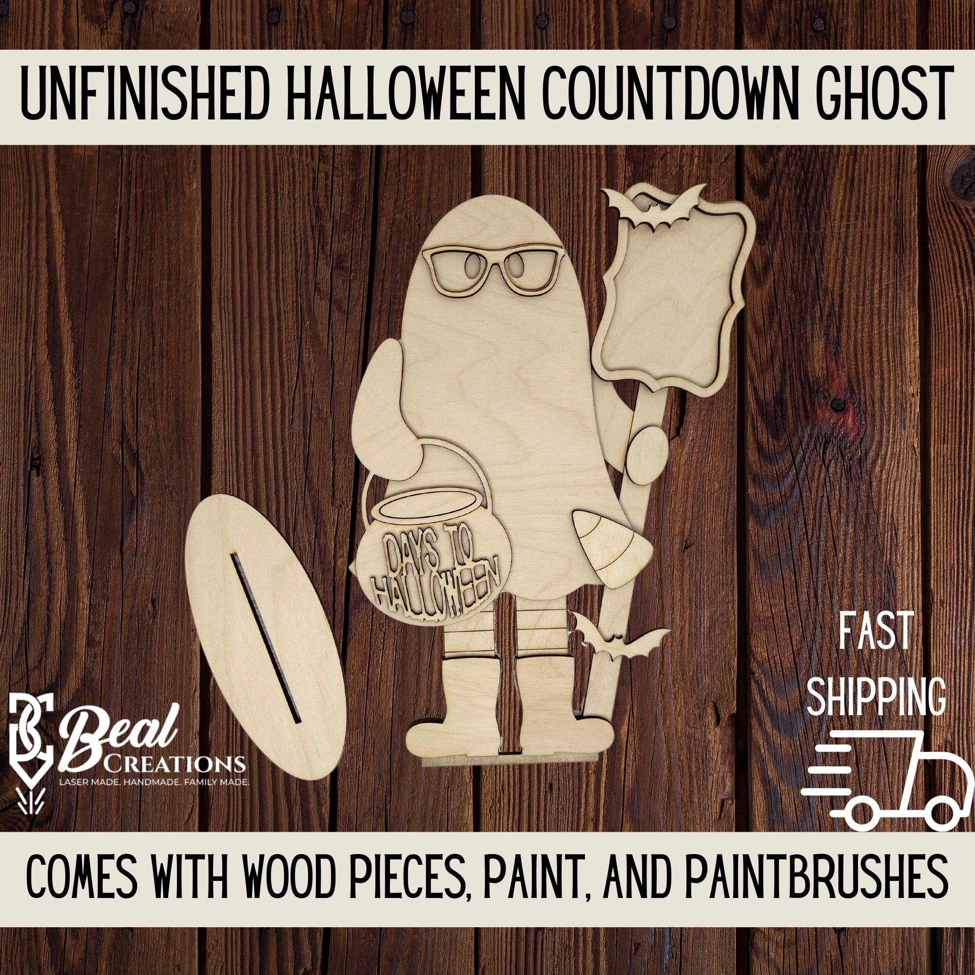 Halloween Countdown Ghost DIY Paint Kit Dry Erase Reusable Halloween Decor Spooky Scary Fun Kids Craft Project 2