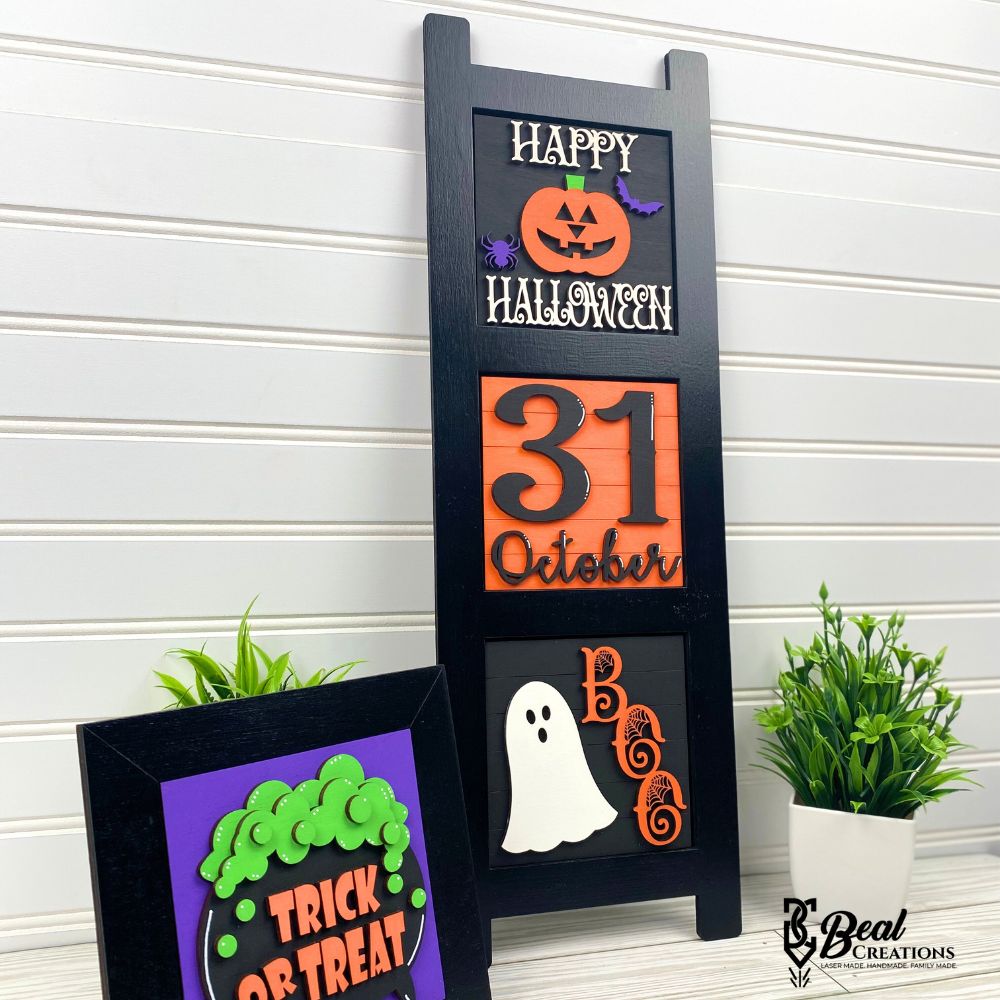 Leaning Ladder Tiles Halloween Interchangeable Decor Decorations for Holidays 4