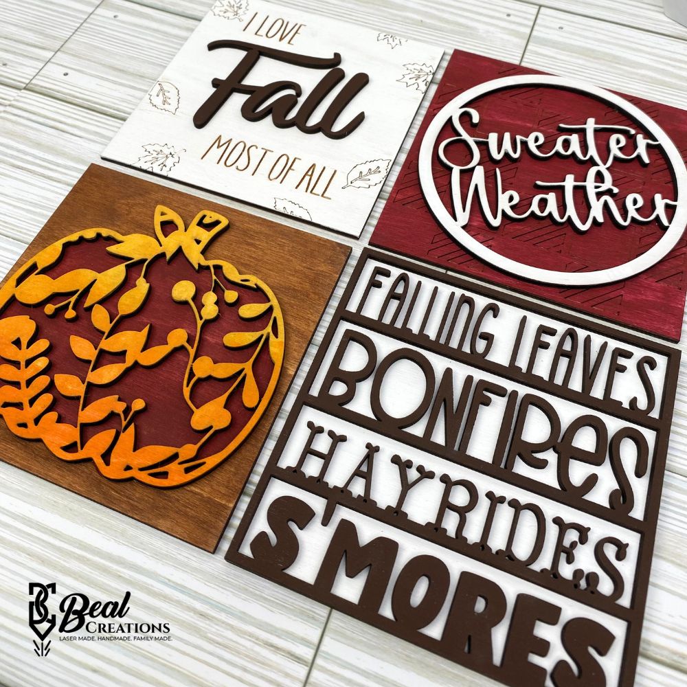 Leaning Ladder Tiles Interchangeable Decor Fall Time Vibes Decoration Love Fall Sweater Weather Smores 2