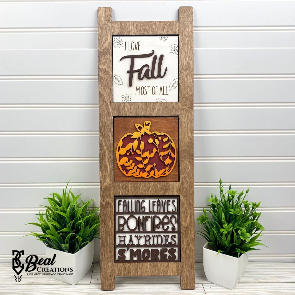 Leaning Ladder Tiles Interchangeable Decor Fall Time Vibes Decoration Love Fall Sweater Weather Smores 4