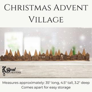 Wooden Christmas Advent Village Countdown Candle Houses Trees 1