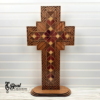 Beautiful Wooden Cross Stand for Shelves Wood Quilt Marquetry 4