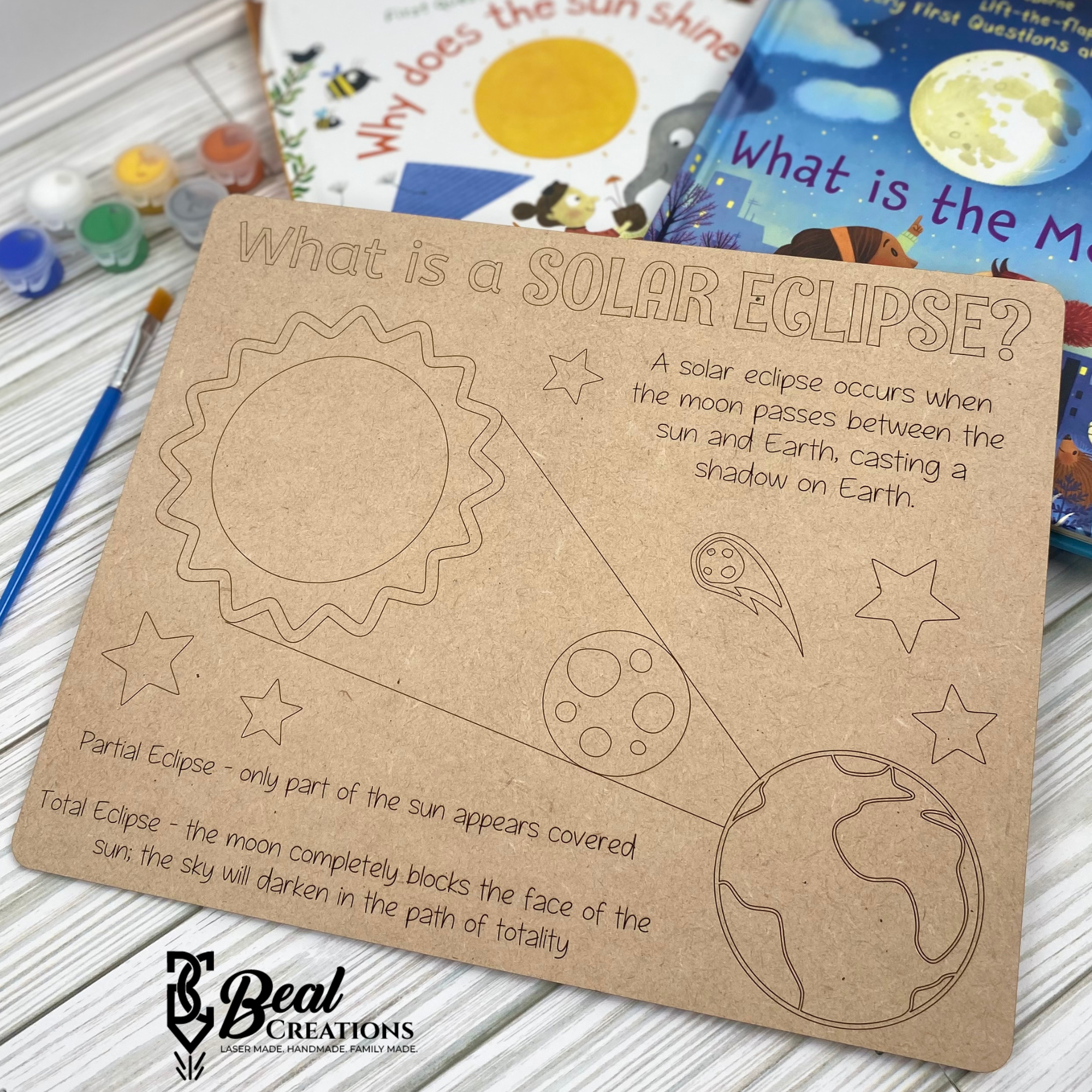 Learn about the Solar Eclipse Paint Kit Craft for Kids Montessori Homeschool Educational 3