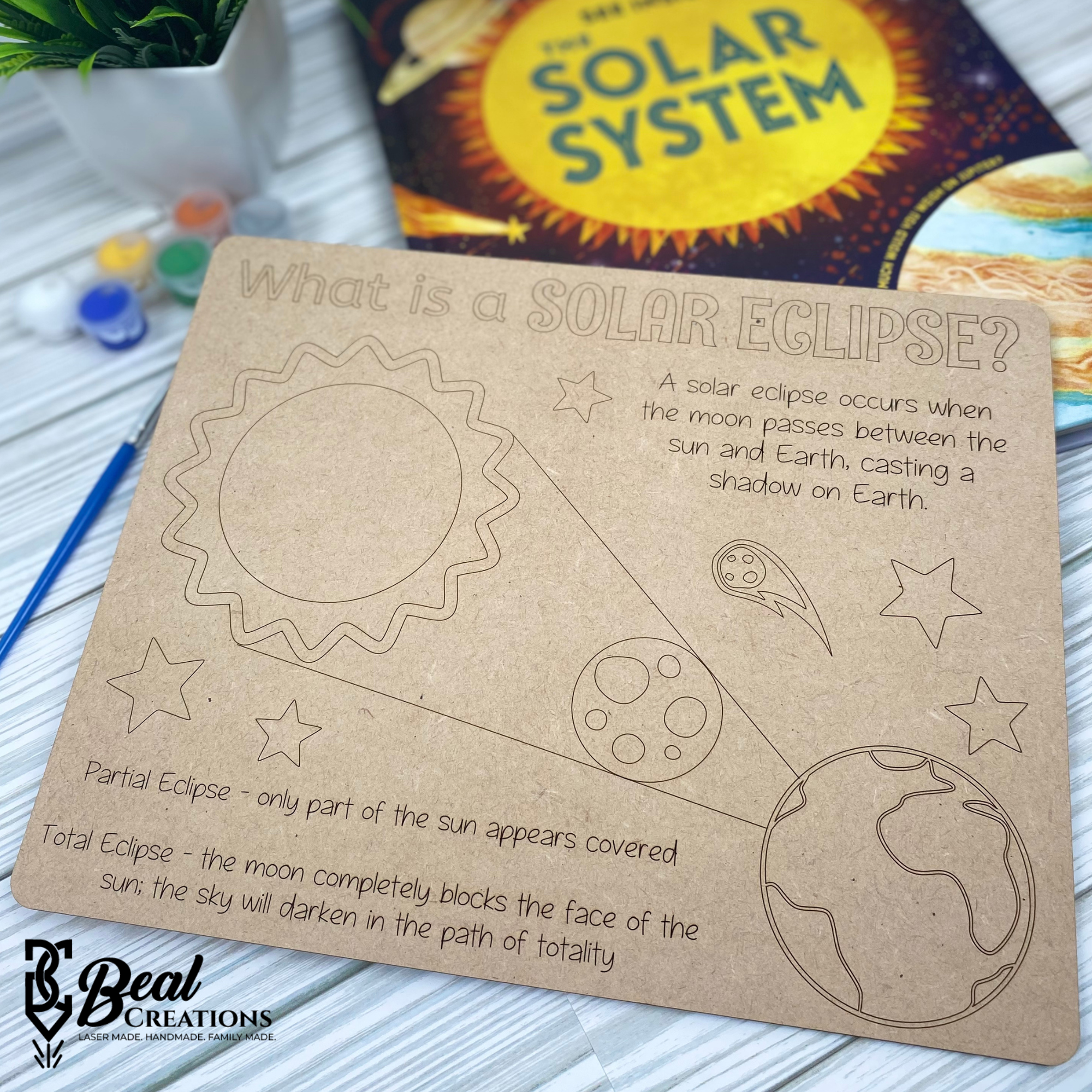 Learn about the Solar Eclipse Paint Kit Craft for Kids Montessori Homeschool Educational 4
