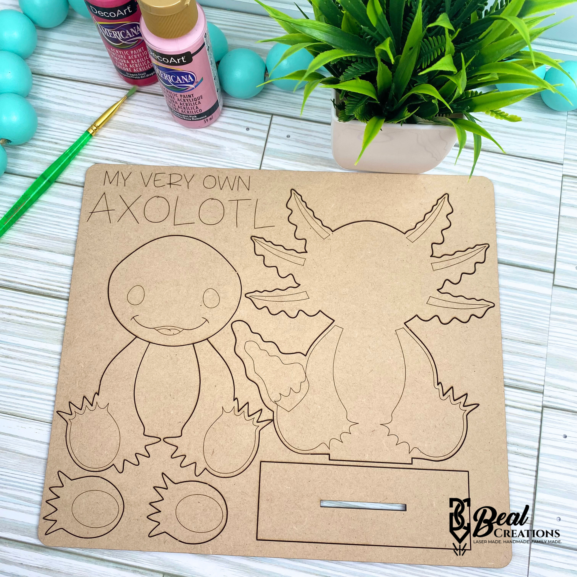 Axolotl Craft Kit Fun Kids Activity Paint Party Favor Class Art Project Montessori Homeschool 1