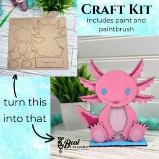 Axolotl Craft Kit Fun Kids Activity Paint Party Favor Class Art Project Montessori Homeschool 2