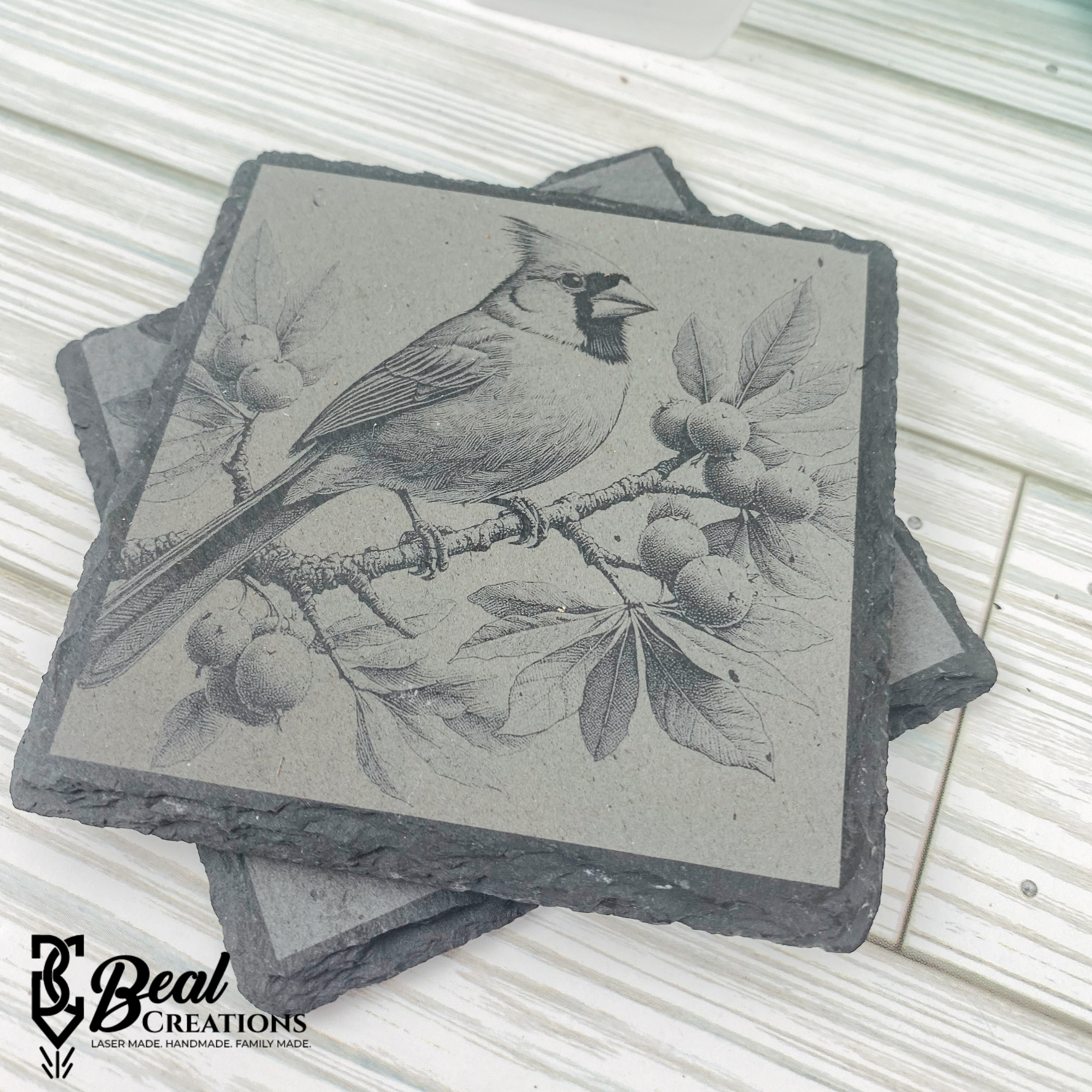 Cardinal Memorial Slate Coaster Set of Four New Home Housewarming Gift 2