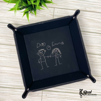 Custom Personalized Leatherette Catch All Tray Handwriting Picture Trace Daddy Father's Day Gift Trinket 1