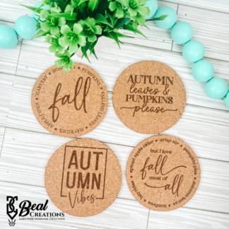 Fall Cork Coasters New Home Housewarming Gift Autumn Vibes Pumpkins 1