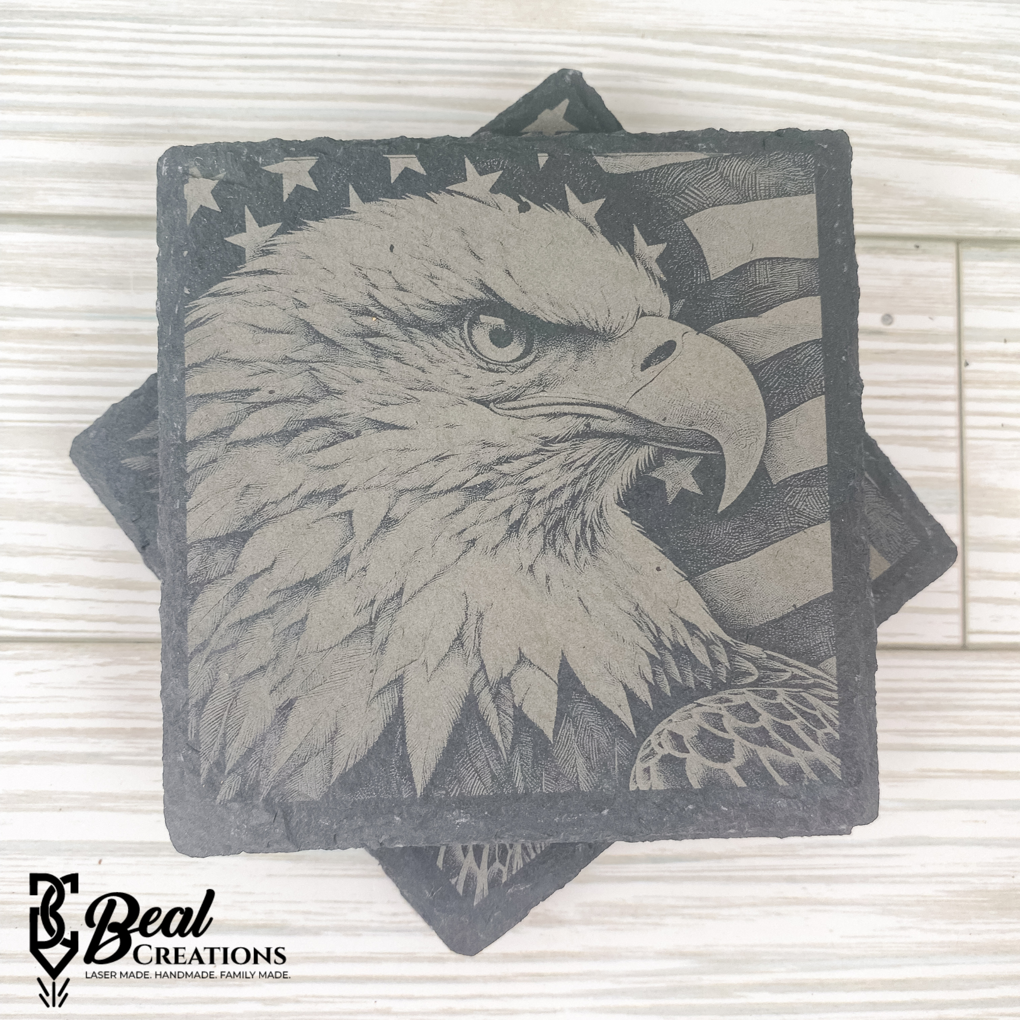 Patriotic Eagle Slate Coaster Set of Four New Home Housewarming Gift 2