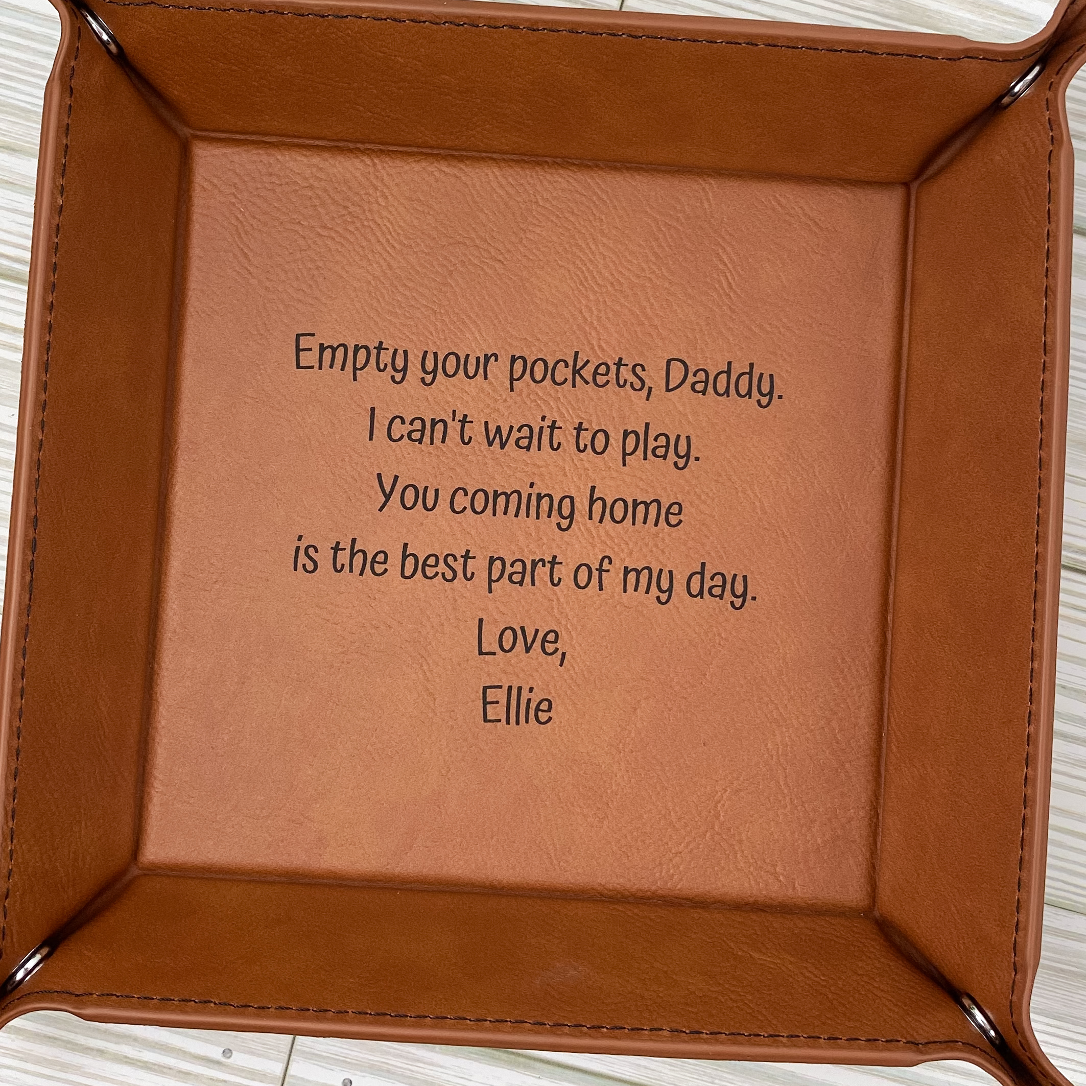 Personalized Leatherette Catch All Tray Father's Day Gift Empty Pockets Daddy Trinket 3