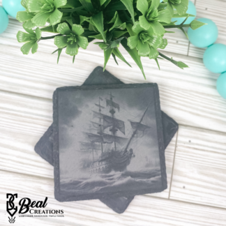 Pirate Ship Slate Coaster Set of Four New Home Housewarming Gift 1
