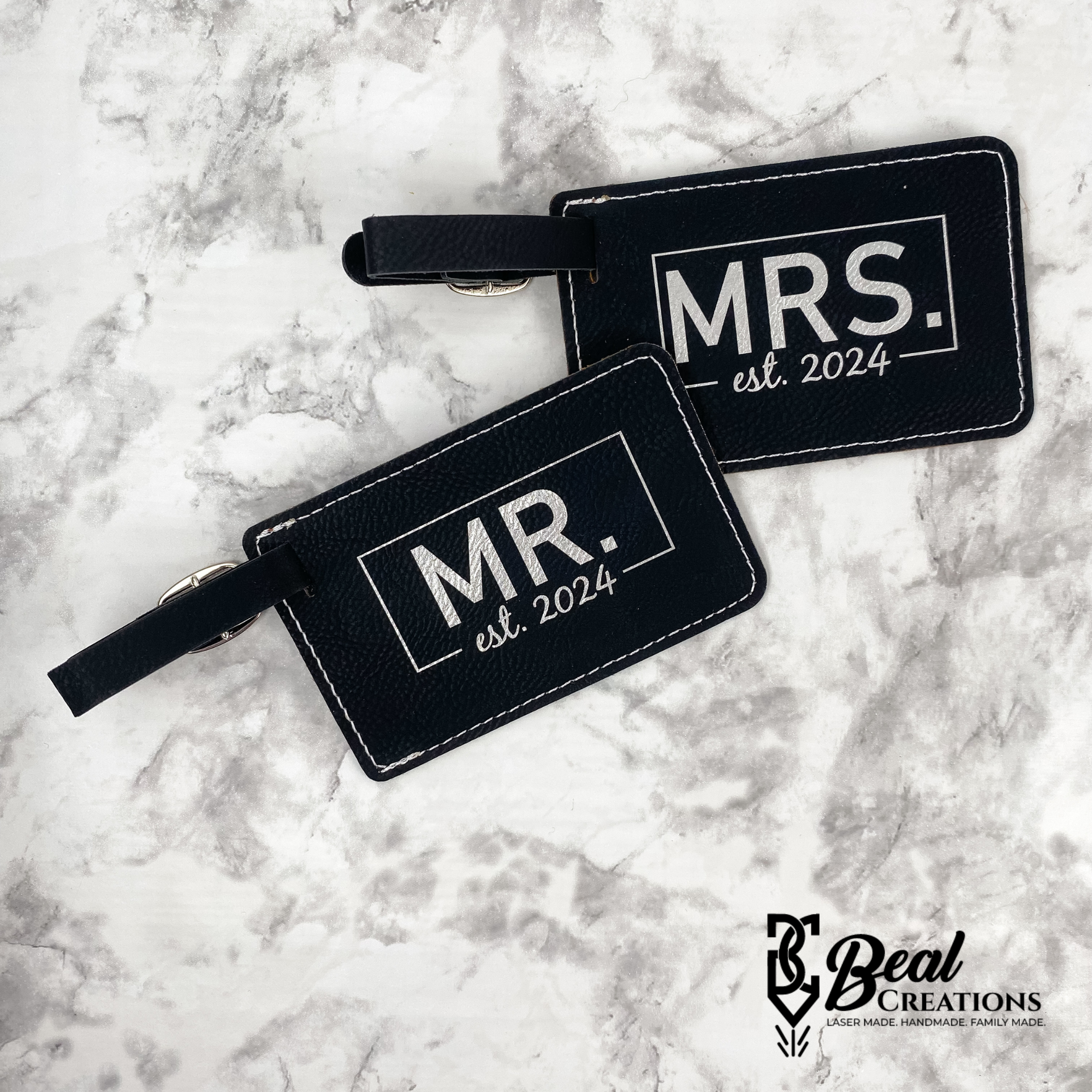 Couples Personalized Luggage Tag Set Mr Mrs Est Year Engagement Wedding Anniversary Honeymoon Gift 1